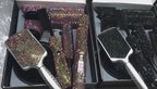 Rhinestone 4Pcs Set Hair Tools Bedazzled Blow Dryer Hot Comb Flat Iron Brush Crystal Hair Styling Tools
