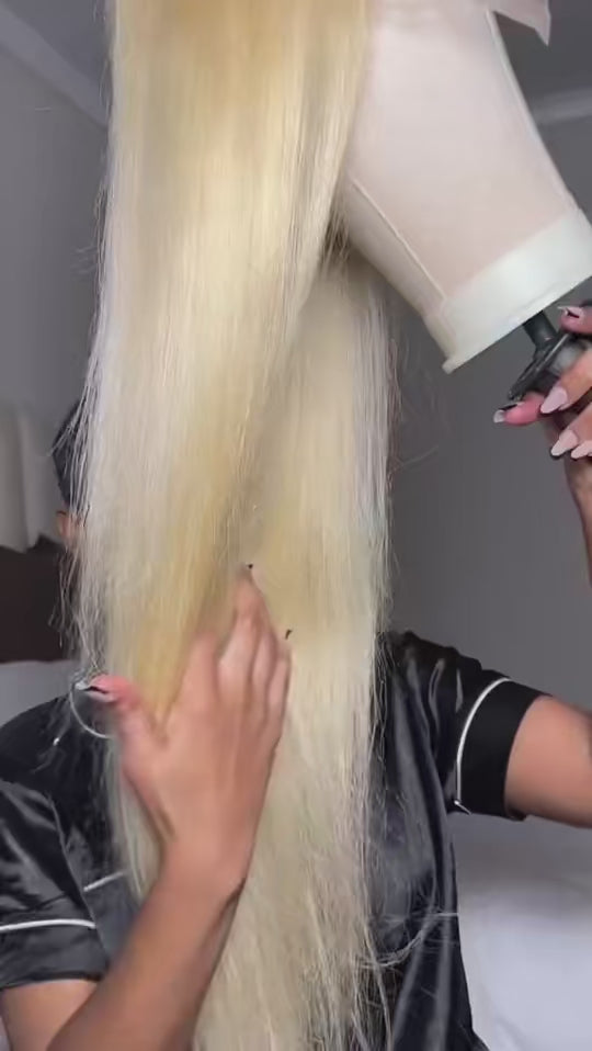 🔥 Straight Human Hair 613 Blond wig HD Lace 13x4 13x6 Closure Density Wig